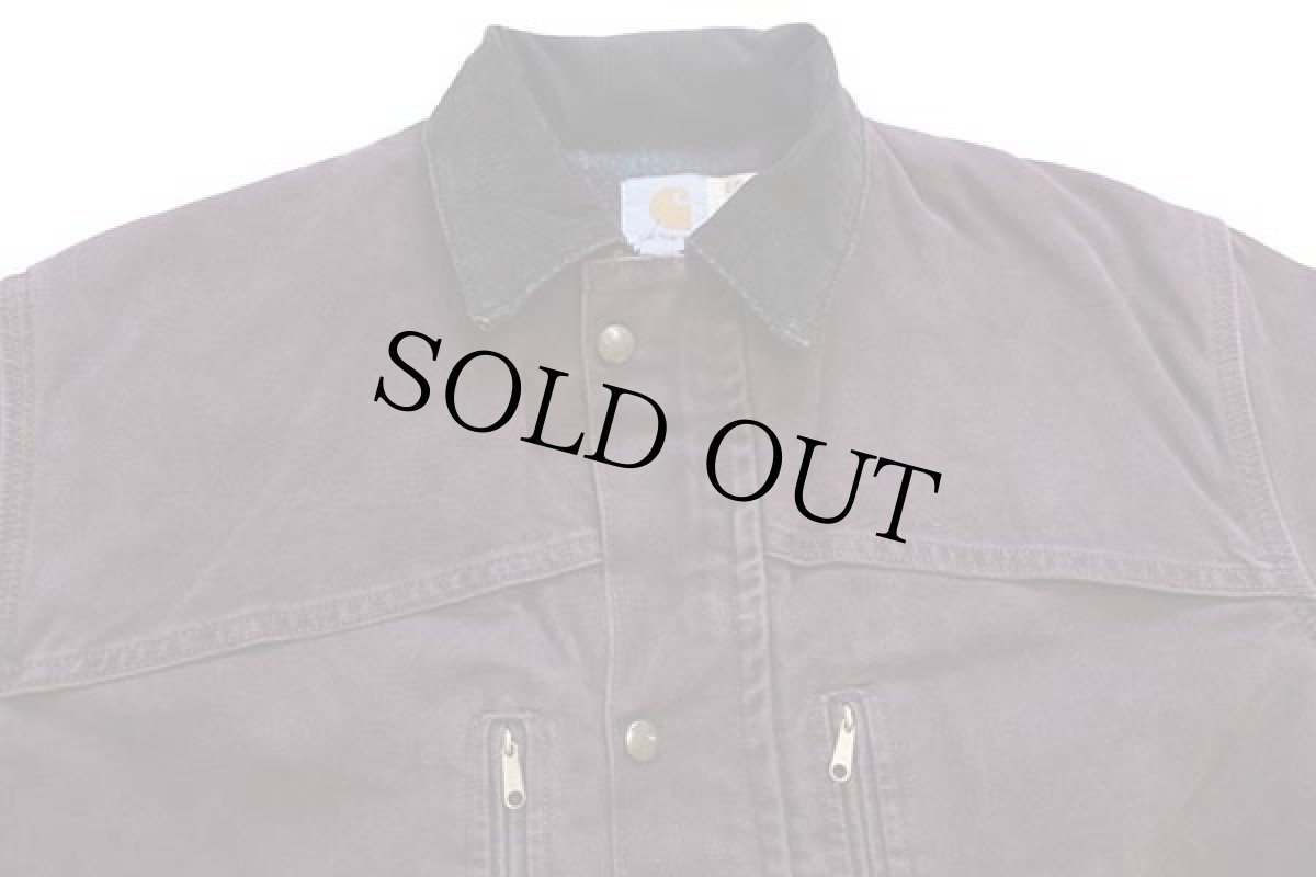 画像3: 80s USA製 carharttカーハート ブランケットライナー ダック地 マウンテンコート バーガンディ M-R (3)