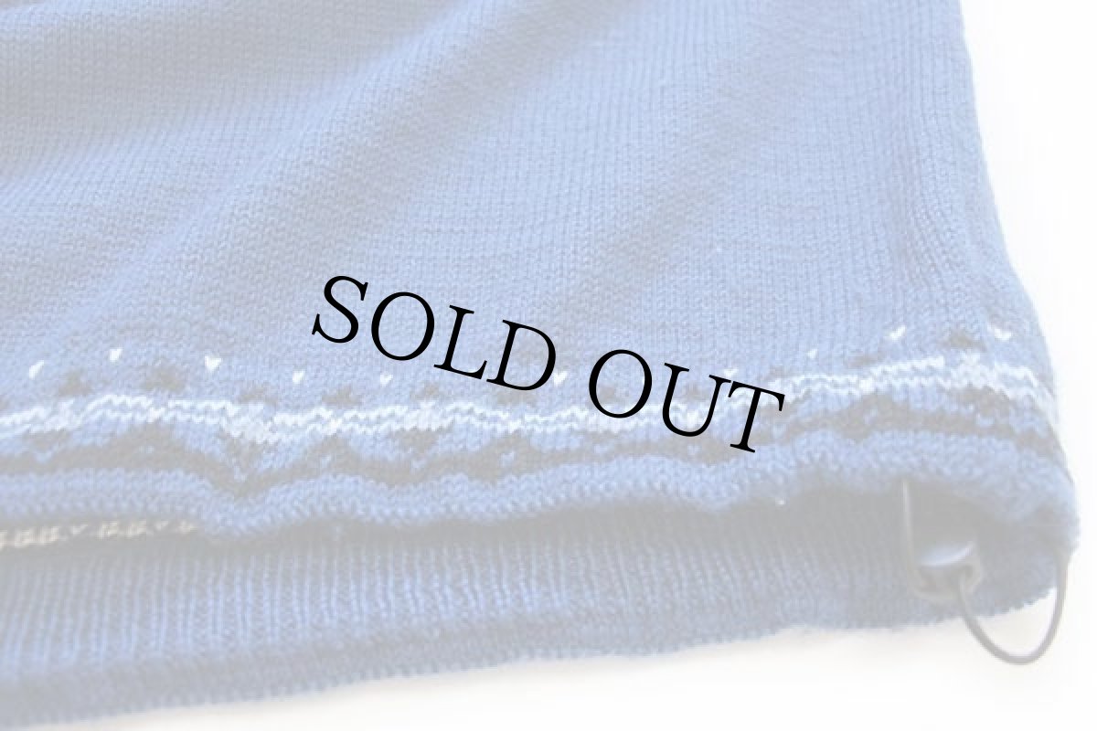 画像7: 00s ノルウェー製 DALE OF NORWAY 雪柄 ノルディック柄 ハーフジップ ウールニット セーター 青 L (7)