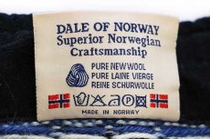 画像5: 00s ノルウェー製 DALE OF NORWAY 雪柄 ノルディック柄 ハーフジップ ウールニット セーター 青 L (5)