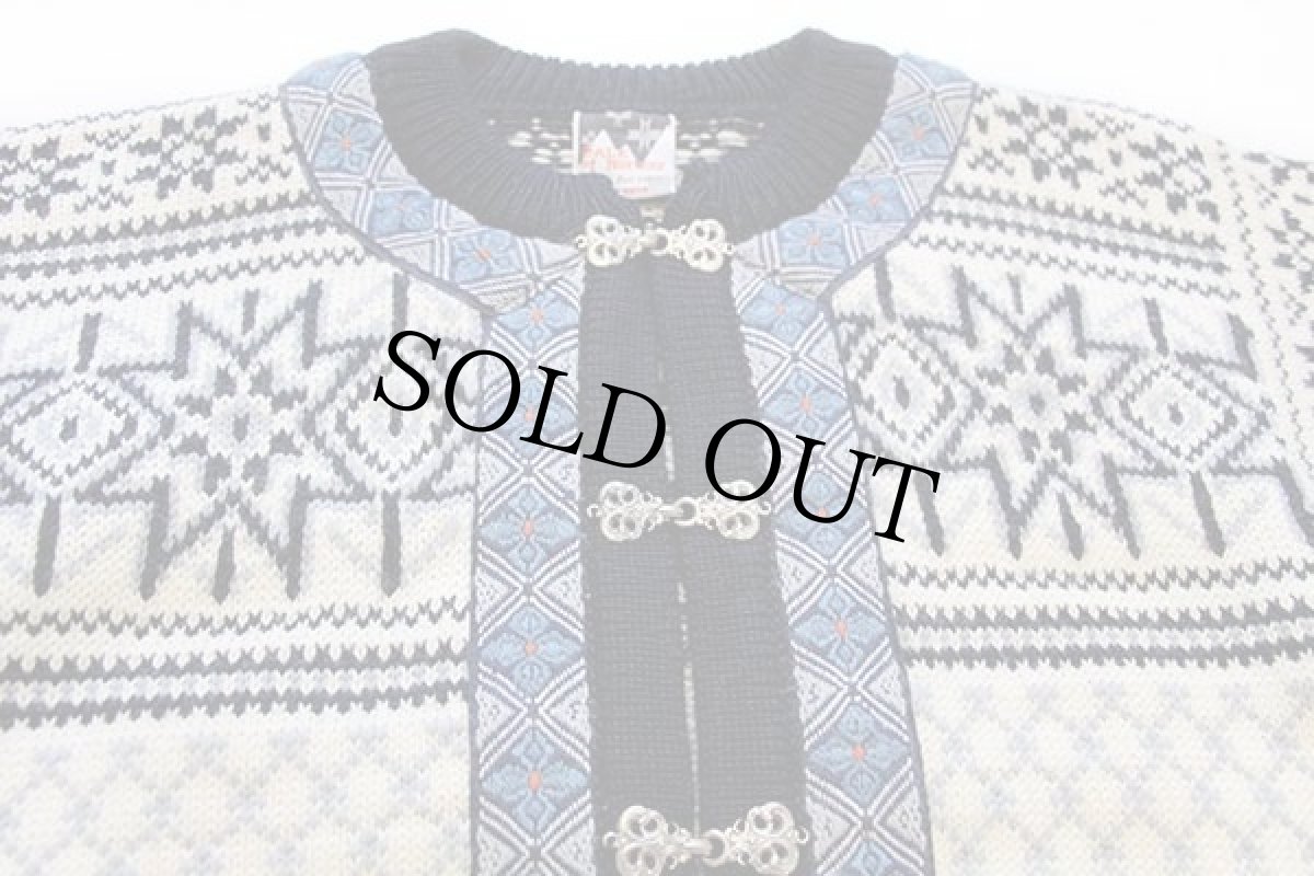 画像3: 90s ノルウェー製 DALE OF NORWAY ノルディック柄 チロリアンテープ ウールニット カーディガン M 42 (3)