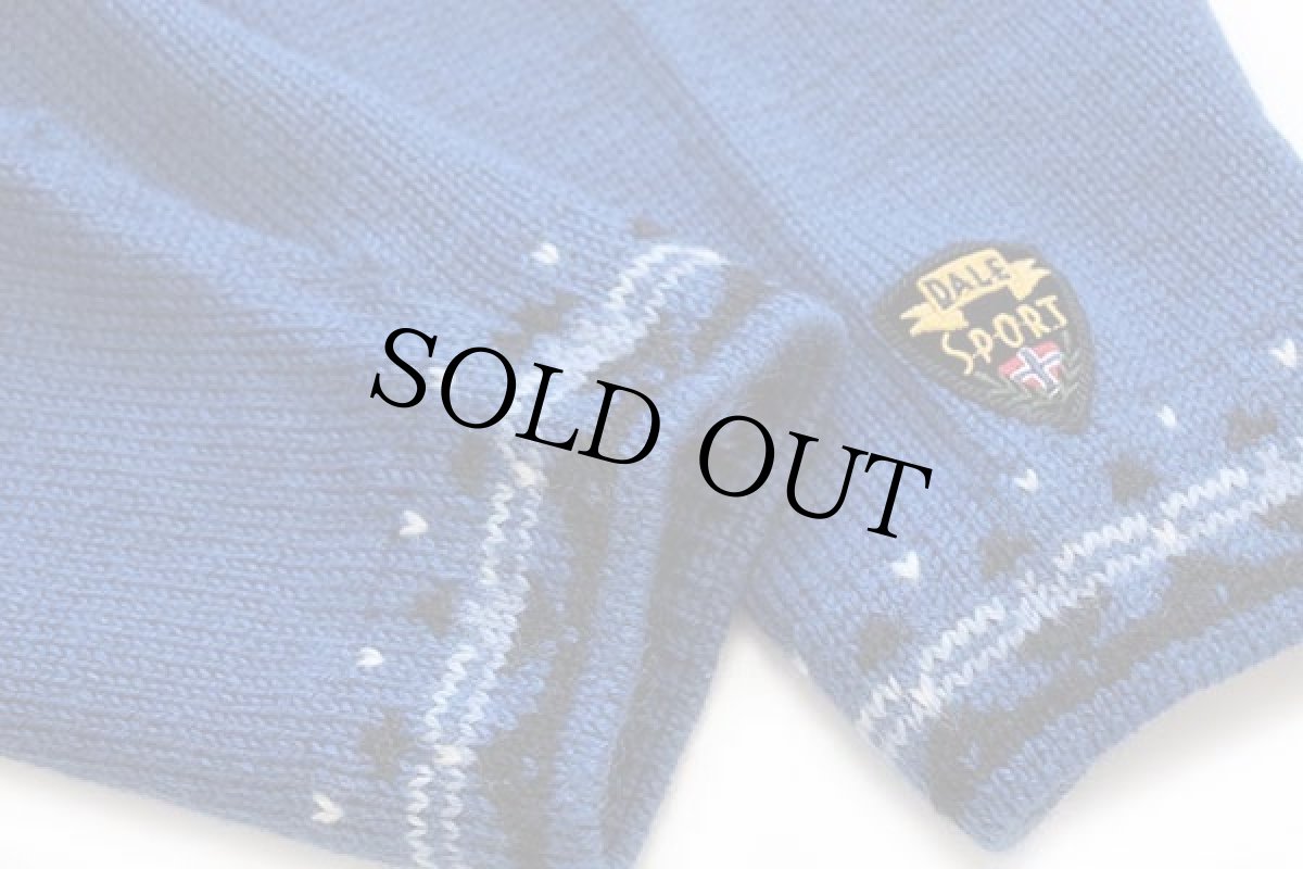 画像6: 00s ノルウェー製 DALE OF NORWAY 雪柄 ノルディック柄 ハーフジップ ウールニット セーター 青 L (6)