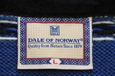 画像4: 00s ノルウェー製 DALE OF NORWAY 雪柄 ノルディック柄 ハーフジップ ウールニット セーター 青 L (4)