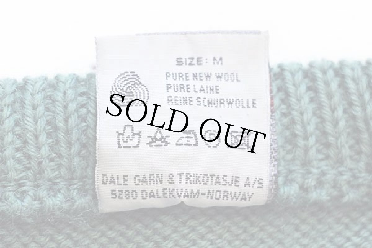 画像5: 90s ノルウェー製 DALE OF NORWAY 雪柄 鹿柄 ノルディック柄 ウールニット セーター 緑 M (5)