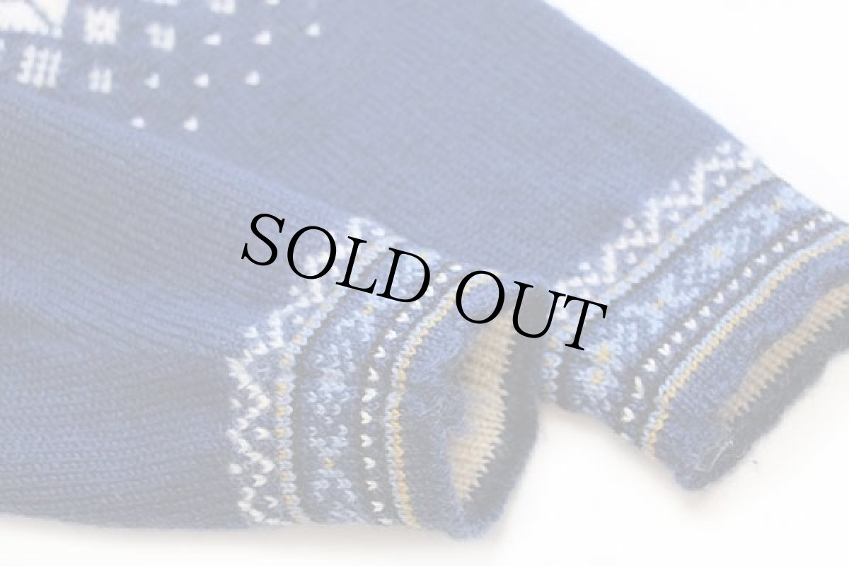 画像7: 00s ノルウェー製 DALE OF NORWAY 雪柄 ノルディック柄 ウールニット セーター 紺 M (7)