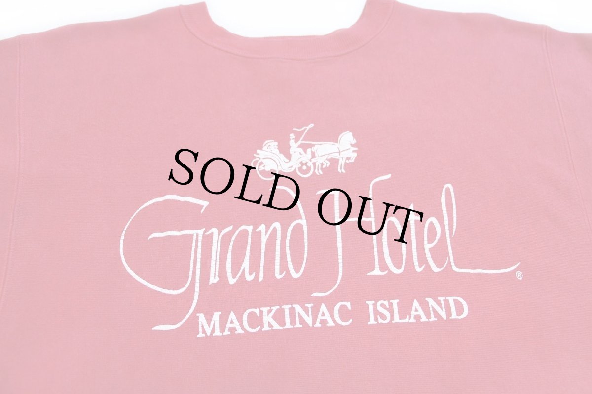 画像3: 90s USA製 Championチャンピオン Grand Hotel MACKINAC ISLAND ひび割れプリント リバースウィーブ スウェット 赤 XL (3)