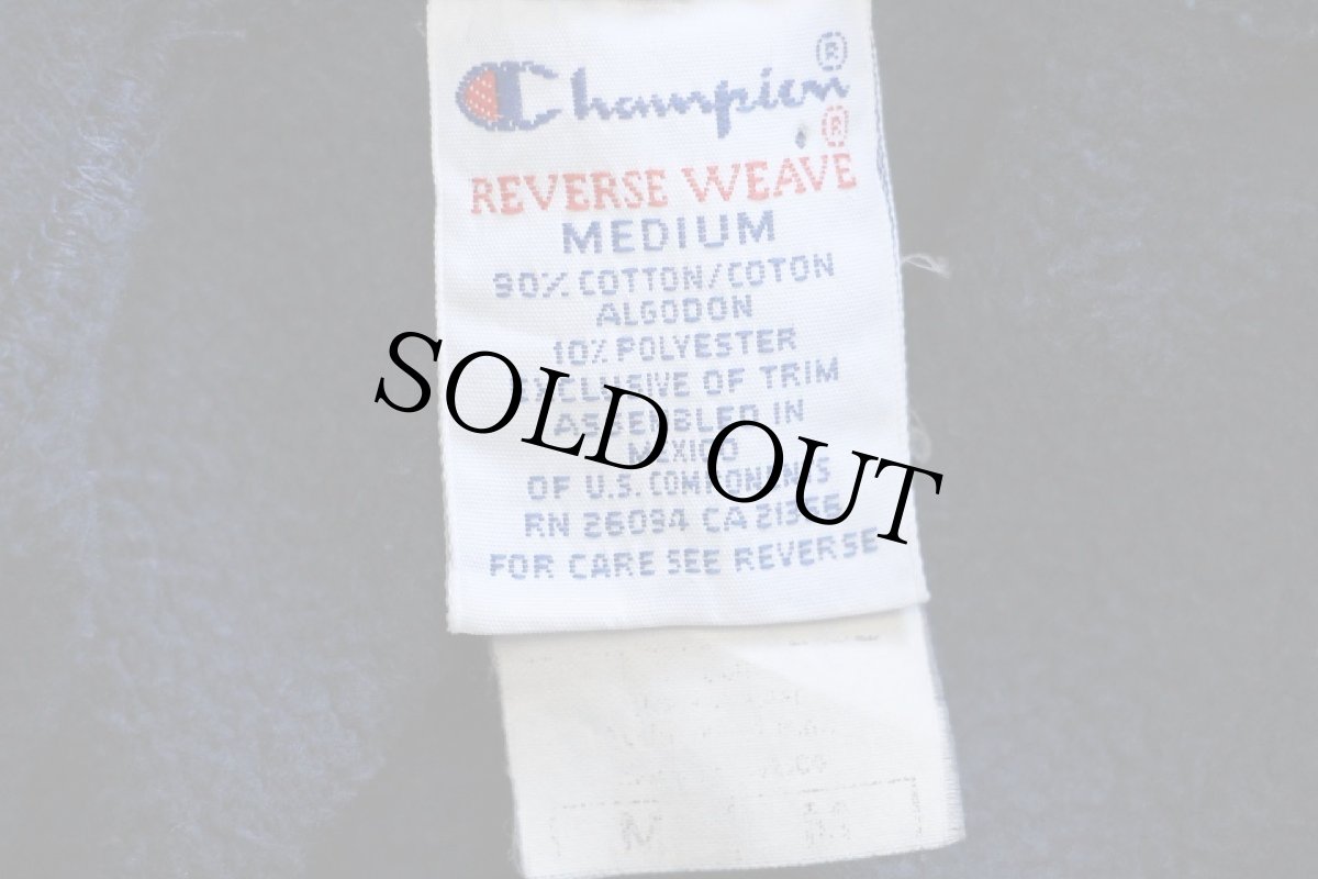 画像3: 90s メキシコ製 Championチャンピオン CHOATE ひび割れプリント リバースウィーブ スウェットパーカー 紺 M (3)