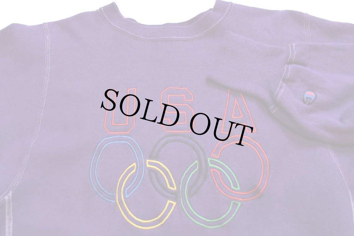 画像3: 90s メキシコ製 Championチャンピオン USA オリンピック 刺繍 リバースウィーブ スウェット 後染め 紫 M (3)