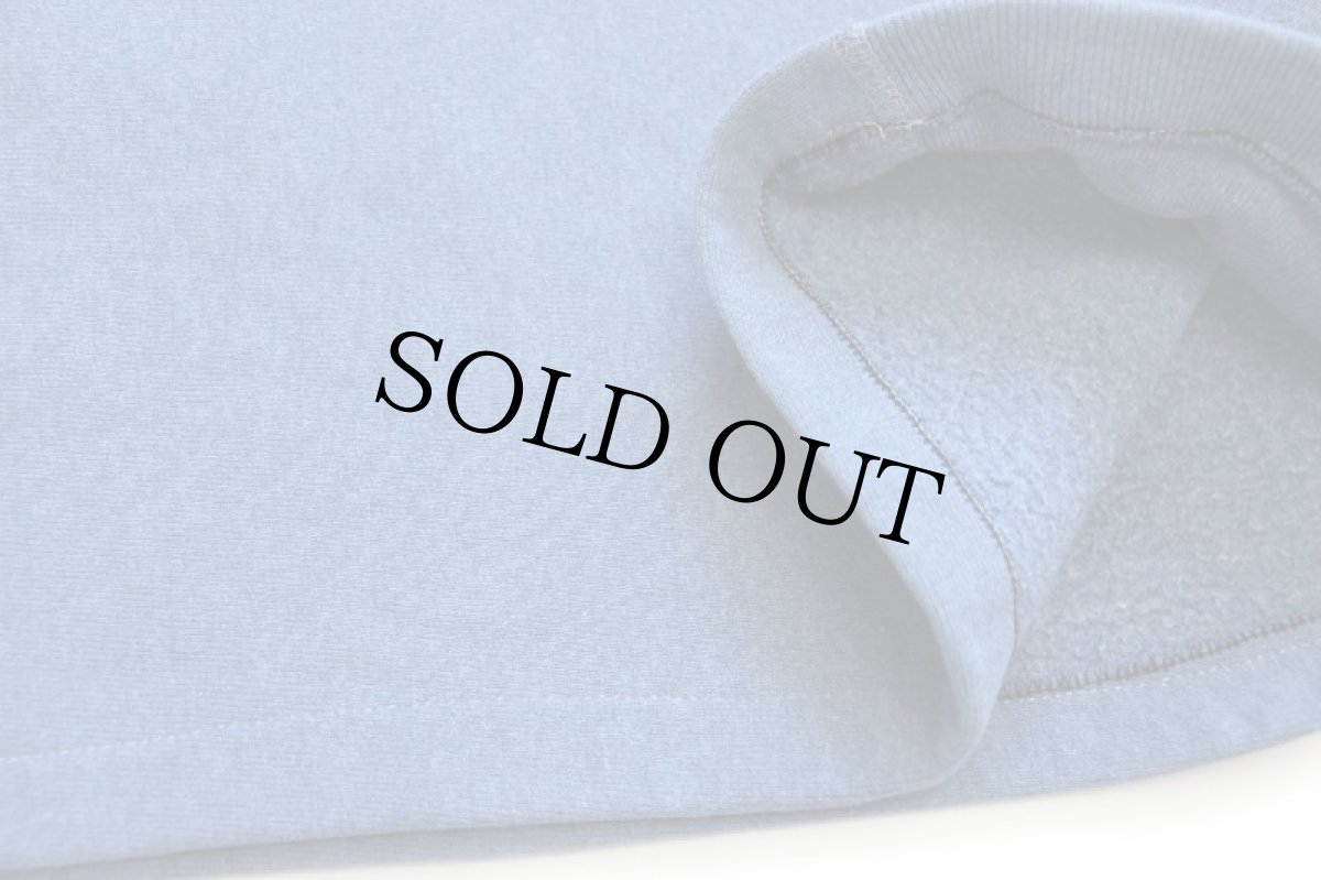 画像7: 90s USA製 Championチャンピオン スクリプト ビッグロゴ刺繍 リバースウィーブ スウェット ショート丈 カスタム 杢ブルー L (7)