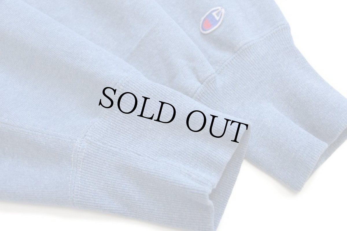 画像5: 90s USA製 Championチャンピオン スクリプト ビッグロゴ刺繍 リバースウィーブ スウェット ショート丈 カスタム 杢ブルー L (5)