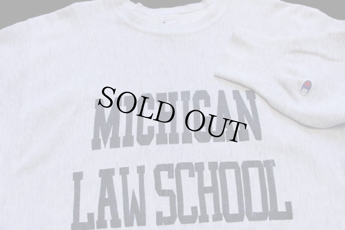 画像3: 90s メキシコ製 Championチャンピオン MICHIGAN LAW SCHOOL ひび割れプリント リバースウィーブ スウェット 杢グレー XXL★特大 (3)