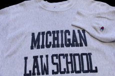 画像3: 90s メキシコ製 Championチャンピオン MICHIGAN LAW SCHOOL ひび割れプリント リバースウィーブ スウェット 杢グレー XXL★特大 (3)