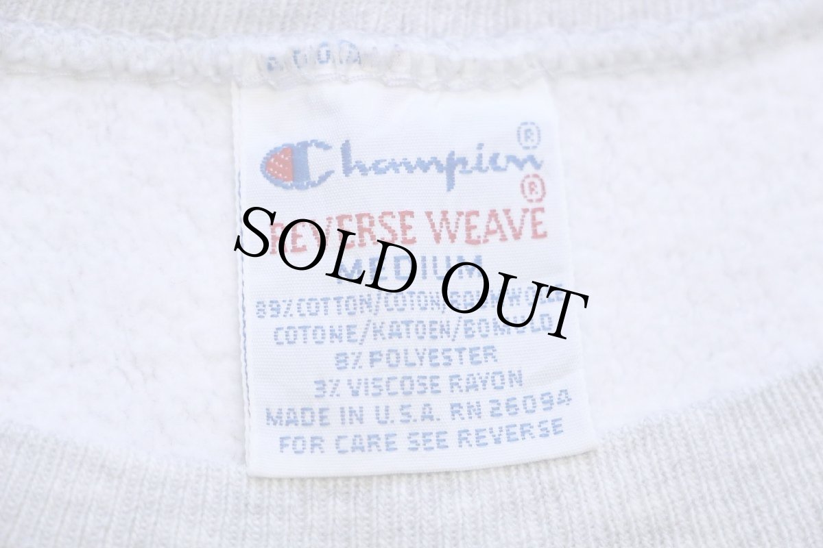 画像4: 90s USA製 Championチャンピオン スクリプト ビッグロゴ刺繍 リバースウィーブ スウェット 杢グレー M (4)
