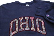 画像3: 90s USA製 Championチャンピオン OHIO UNIVERSITY アップリケ&刺繍 リバースウィーブ スウェット ナス紺 XL (3)