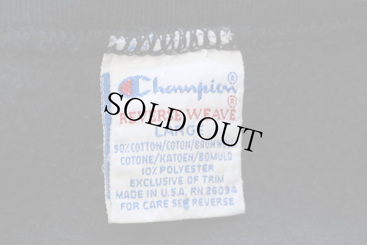 画像4: 90s USA製 Championチャンピオン スクリプト ビッグロゴ刺繍 リバースウィーブ スウェット 黒 L★150 (4)