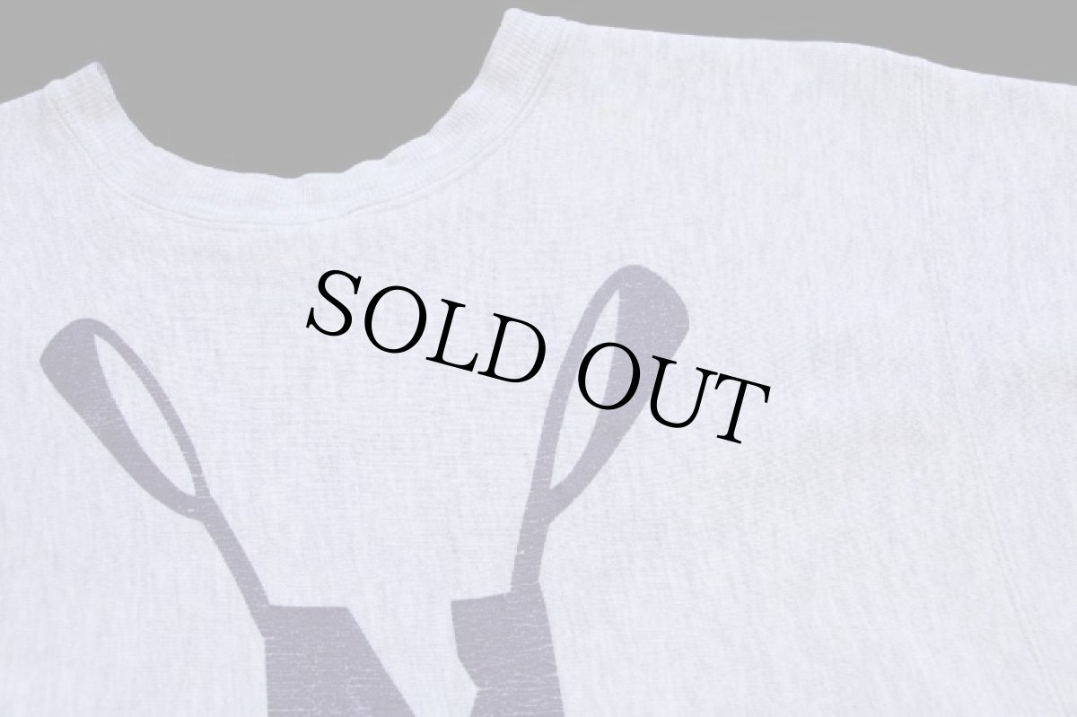 画像5: 90s USA製 Championチャンピオン NORTHWESTERN 91 CREW 三段中抜き 両面ひび割れプリント リバースウィーブ スウェット 杢グレー XL (5)