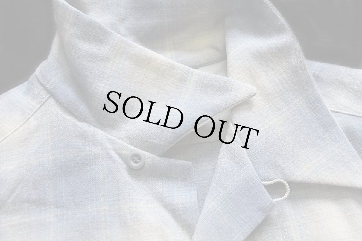 画像5: 70s USA製 PENDLETONペンドルトン オンブレチェック ウール オープンカラーシャツ M (5)