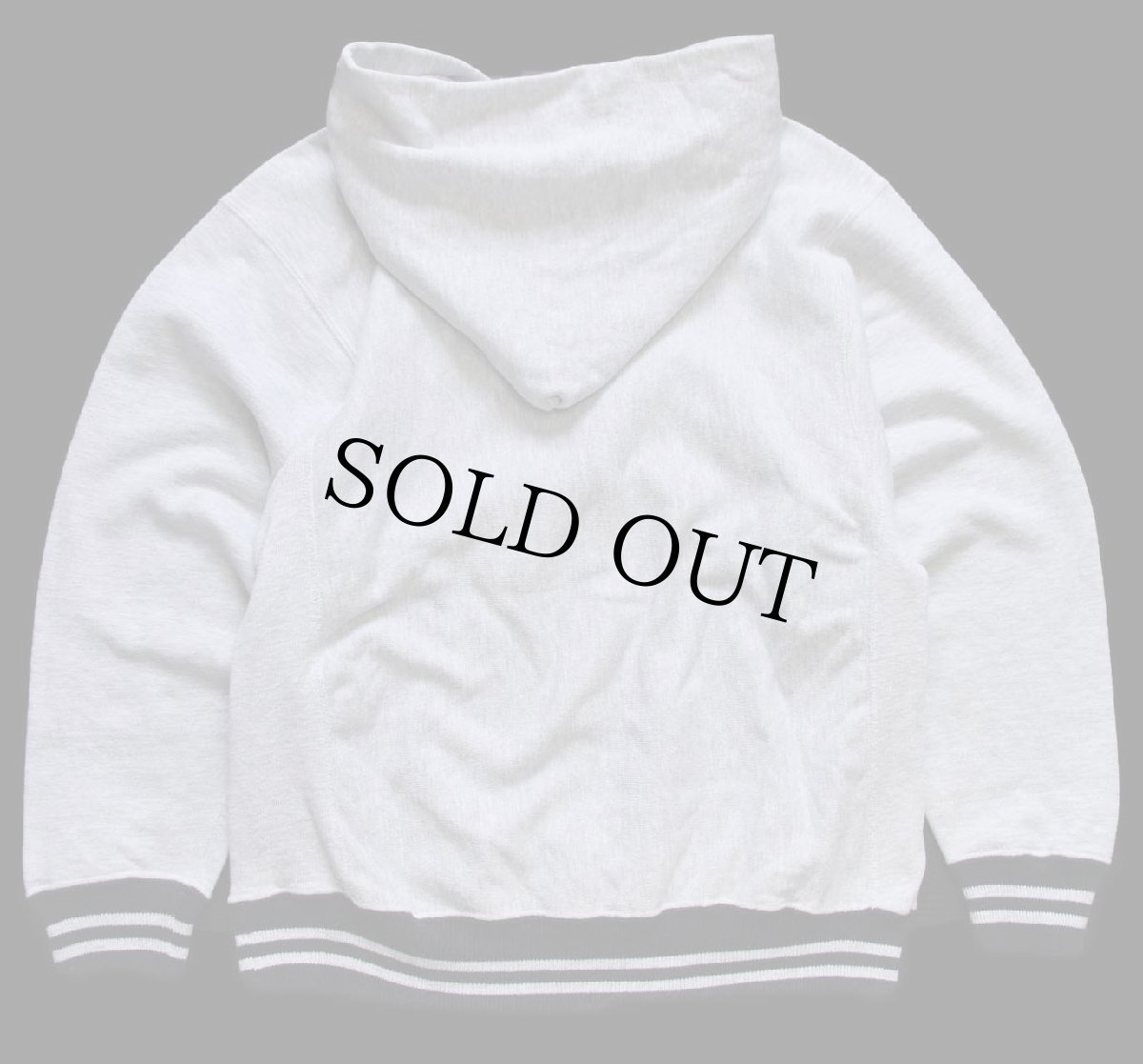 画像2: 90s USA製 Championチャンピオン ワンポイント リブライン リバースウィーブ スウェットパーカー 杢グレー×黒 M (2)