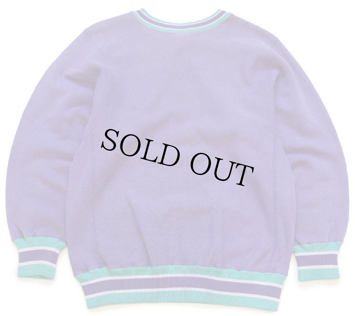 画像2: 90s USA製 Championチャンピオン ワンポイント リブライン リバースウィーブ スウェット 薄紫 M (2)