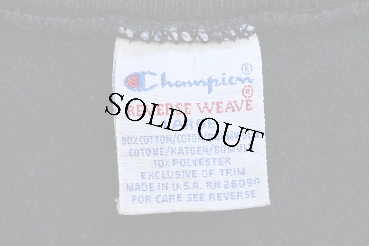 画像5: 90s USA製 Championチャンピオン ワンポイント リバースウィーブ スウェット ボロ 黒 フェード L (5)