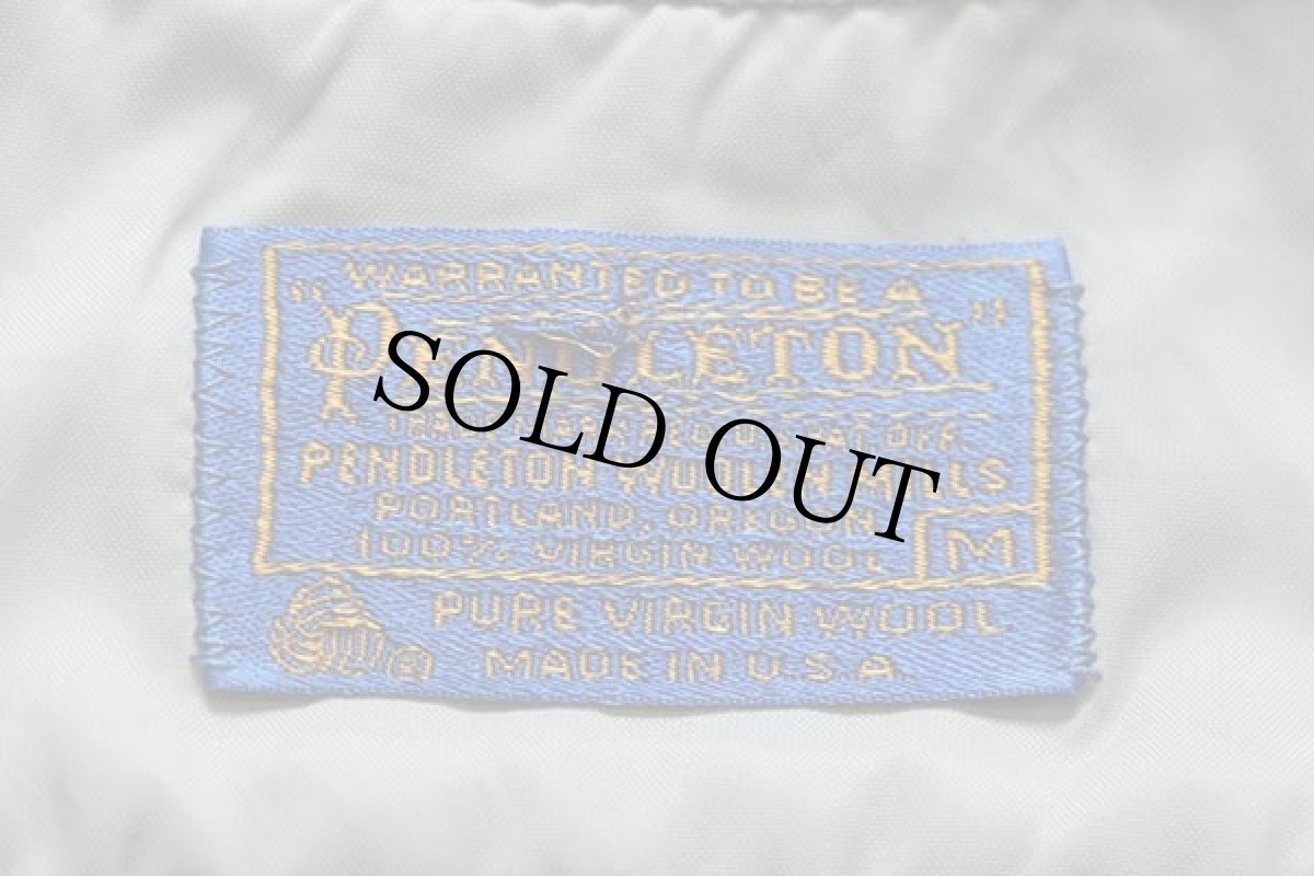 画像4: 70s USA製 PENDLETONペンドルトン オンブレチェック ウール オープンカラーシャツ M (4)