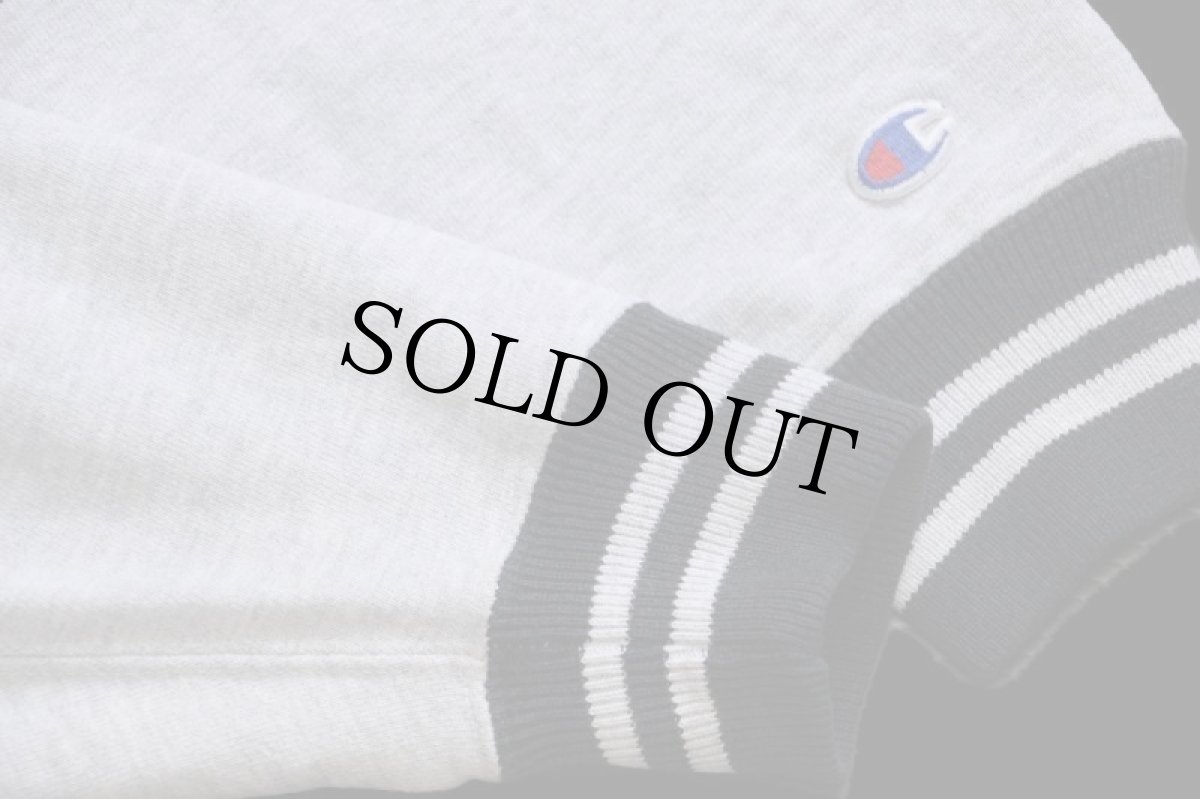 画像5: 90s USA製 Championチャンピオン ワンポイント リブライン リバースウィーブ スウェットパーカー 杢グレー×黒 M (5)