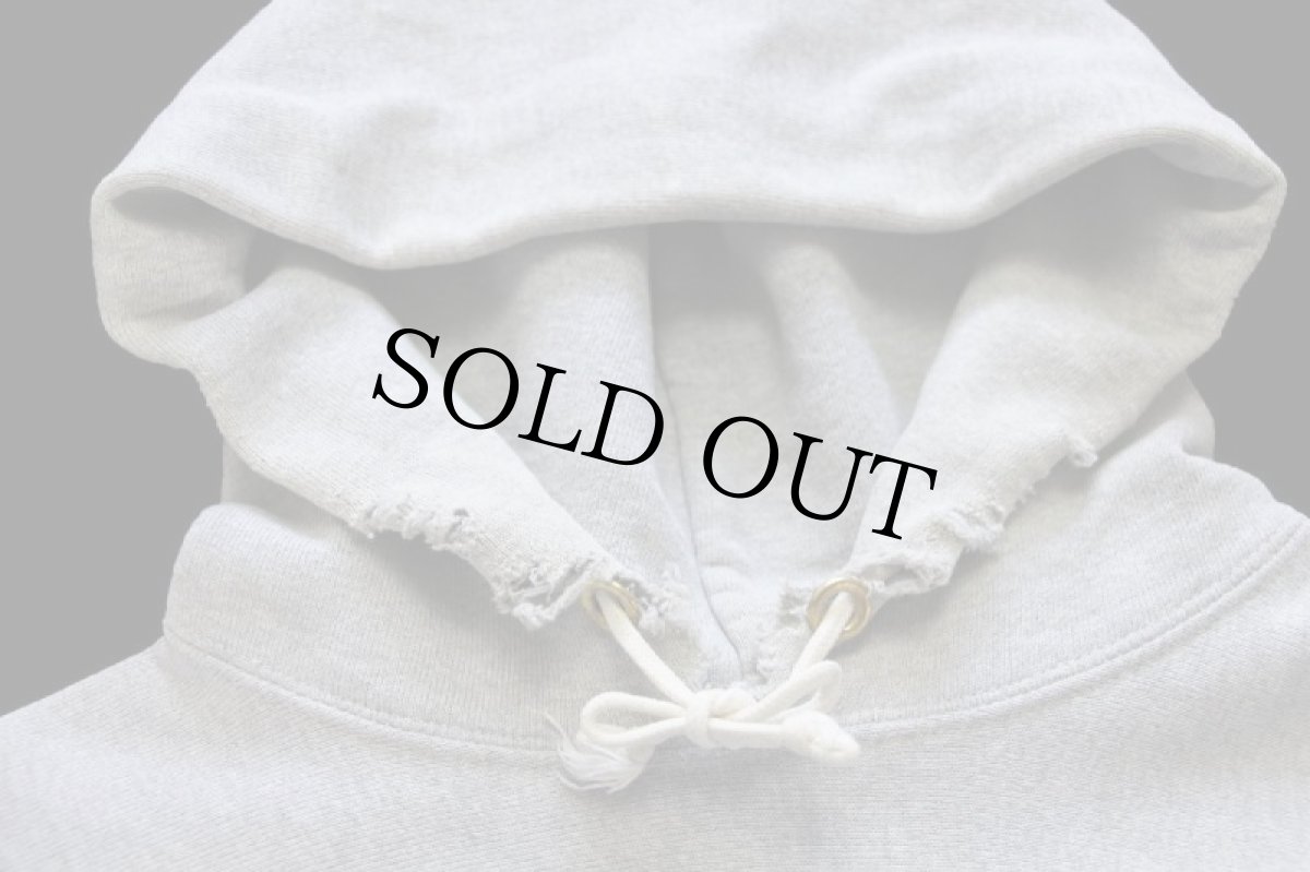 画像4: 90s USA製 Championチャンピオン ワンポイント リバースウィーブ スウェットパーカー ボロ グレー M (4)