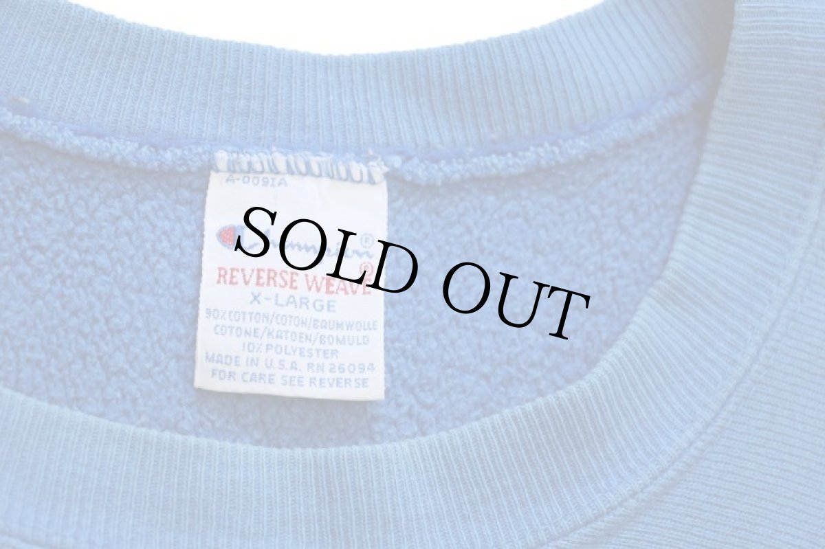 画像4: 90s USA製 Championチャンピオン ワンポイント リバースウィーブ スウェット 青 XL★152 (4)