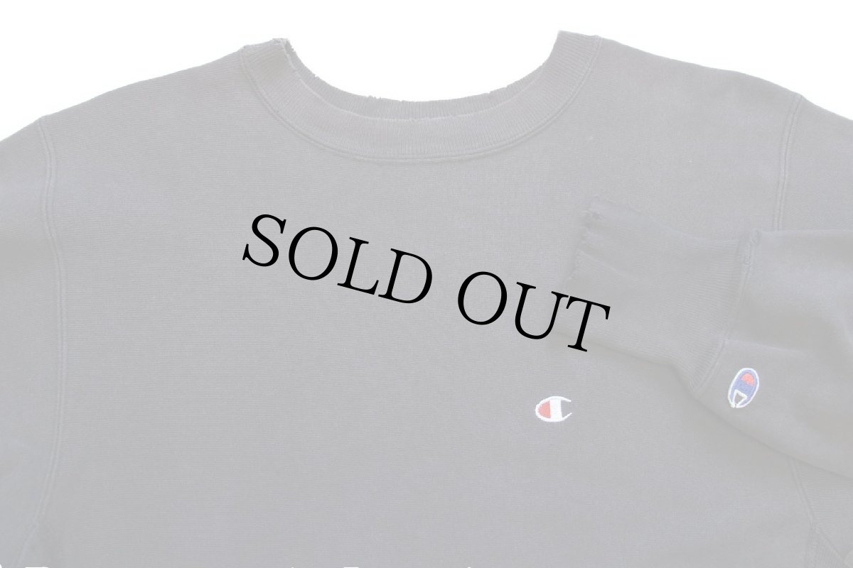 画像3: 90s USA製 Championチャンピオン ワンポイント リバースウィーブ スウェット ボロ 黒 フェード L (3)