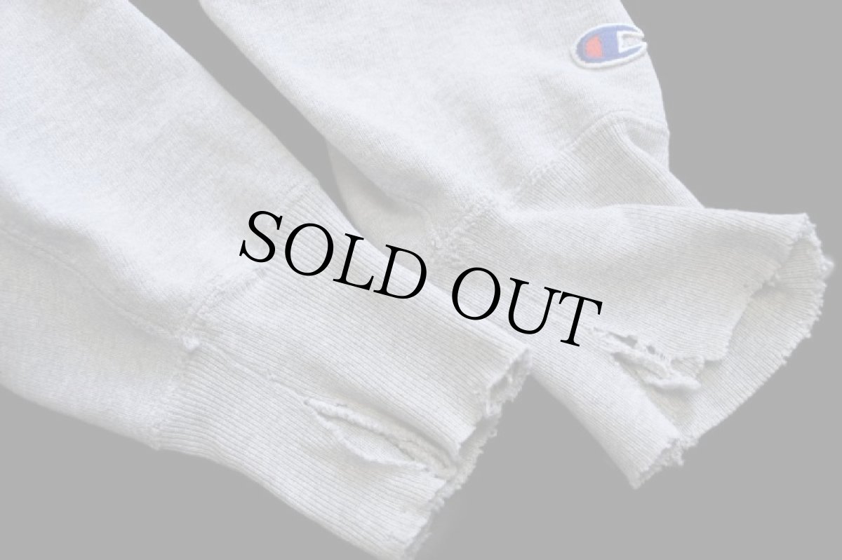 画像7: 90s USA製 Championチャンピオン ワンポイント リバースウィーブ スウェットパーカー ボロ グレー M (7)