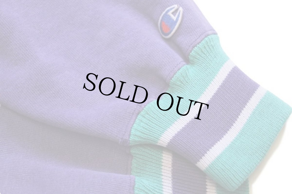 画像5: 90s USA製 Championチャンピオン ワンポイント リブライン リバースウィーブ スウェット 薄紫 M (5)