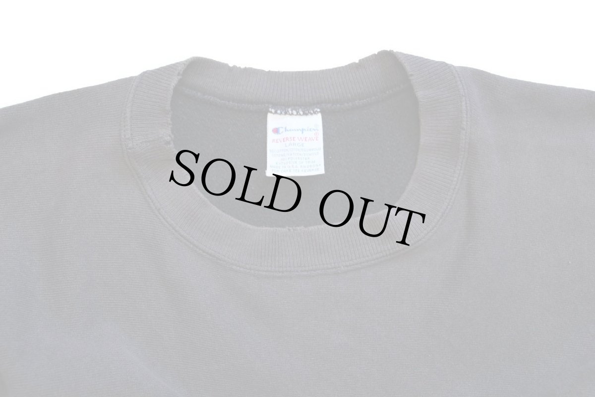 画像4: 90s USA製 Championチャンピオン ワンポイント リバースウィーブ スウェット ボロ 黒 フェード L (4)