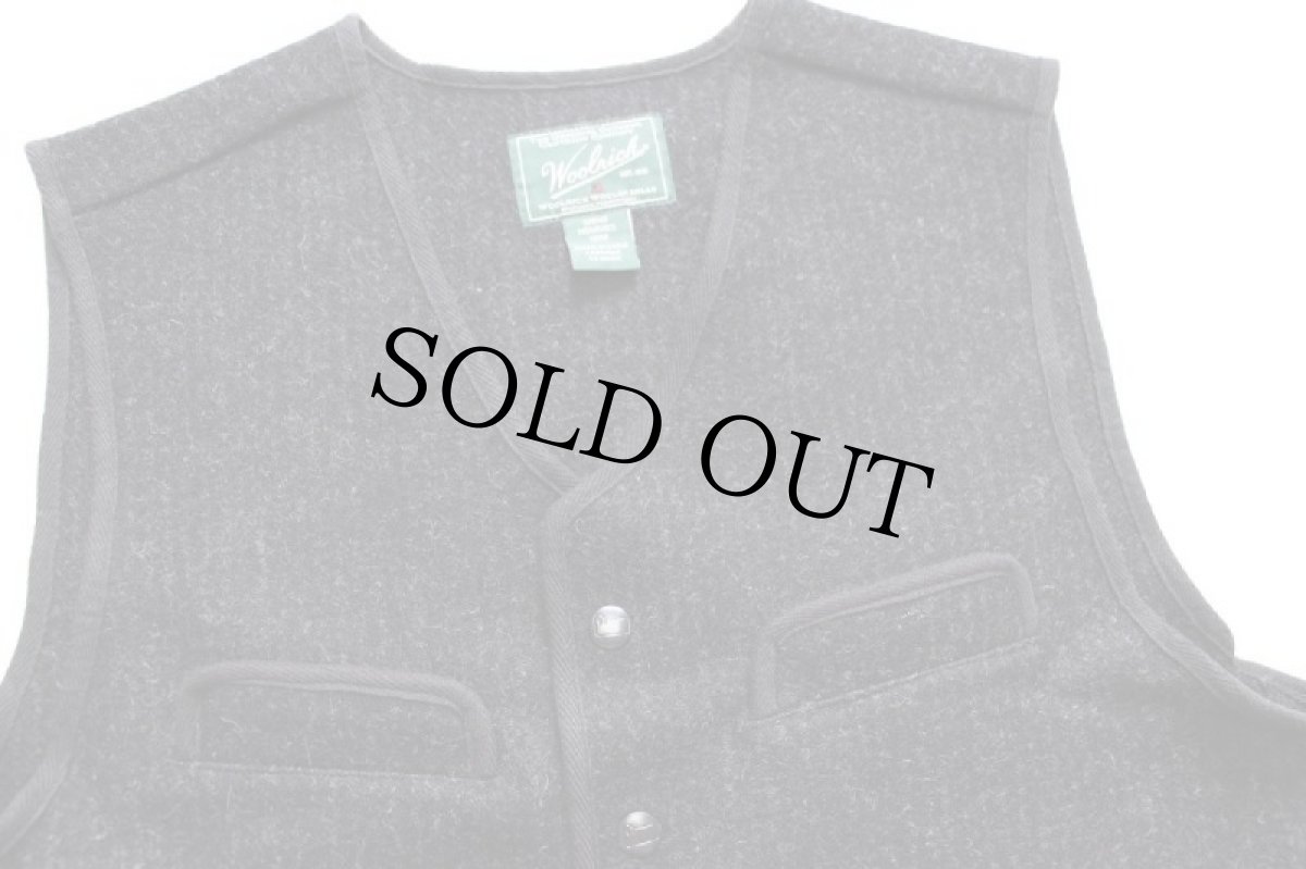 画像3: Woolrichウールリッチ チョークストライプ ウールベスト 黒 M (3)