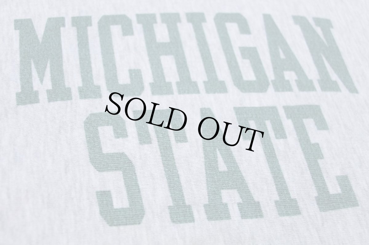 画像3: 80s USA製 Championチャンピオン MICHIGAN STATE 染み込みプリント リバースウィーブ スウェットパーカー 杢グレー L (3)