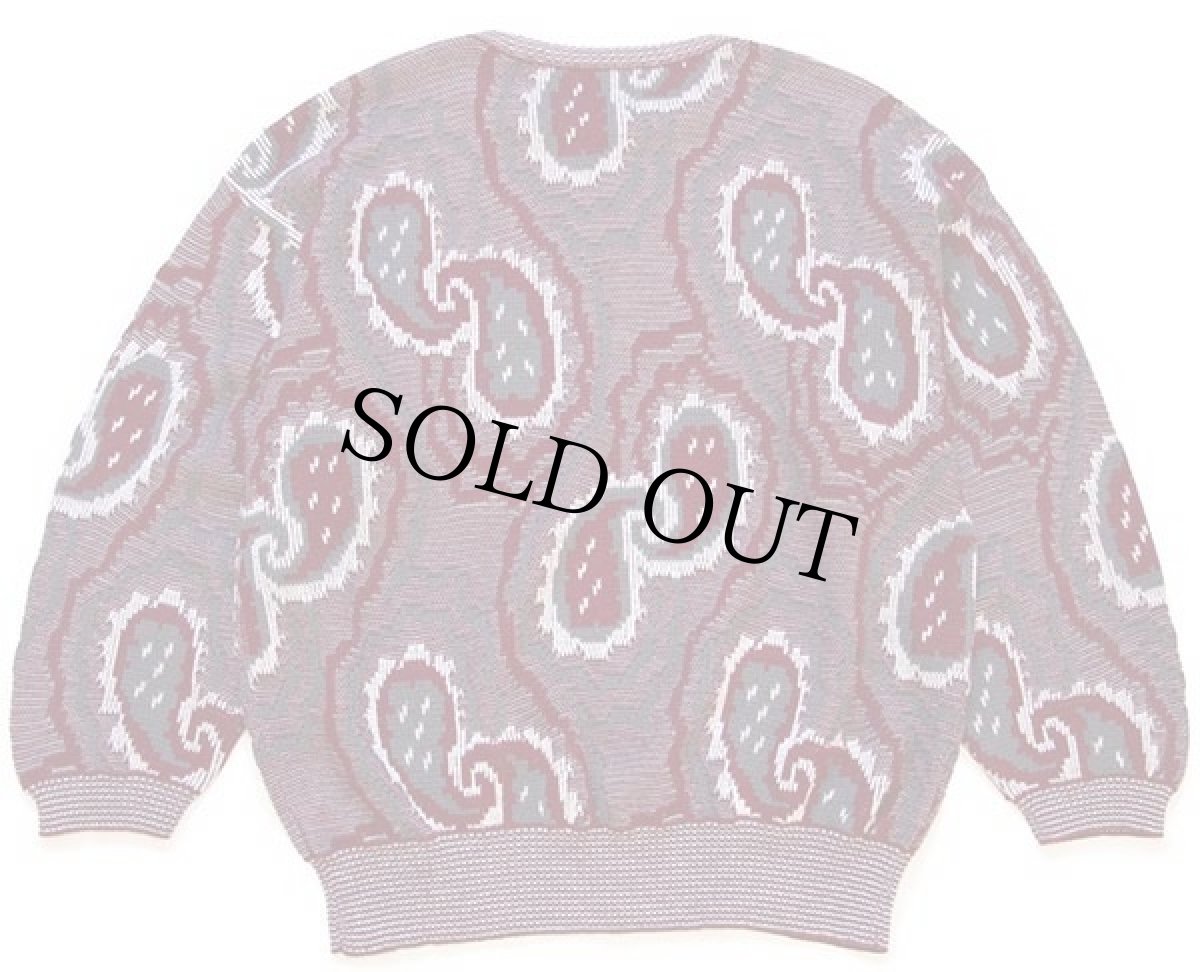 画像2: 80s USA製 UNKNOWN ペイズリー 総柄 ジャガード アクリルニット セーター (2)