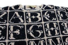 画像3: 90s イタリア製 Made in Jeans アルファベット デザイン パネル切り替え ネップ入り ウール混 ニット セーター S (3)