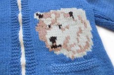 画像4: 80s シロクマ柄 ハンドニット ウール カウチンセーター 青 (4)