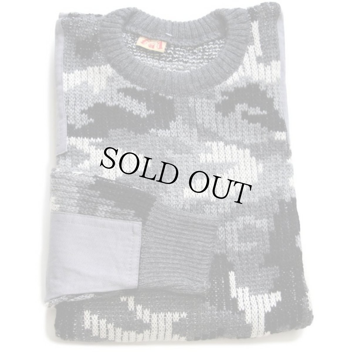 画像1: デッドストック★80s fal 迷彩柄 アクリル×ウールニット コマンドセーター L (1)