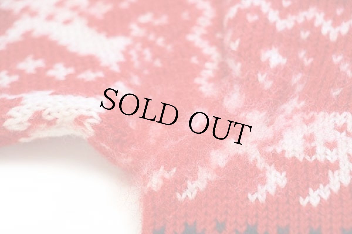 画像7: 80s ノルウェー製 DALE OF NORWAY 鹿柄 ノルディック柄 ウールニット カーディガン 赤 L 44 (7)