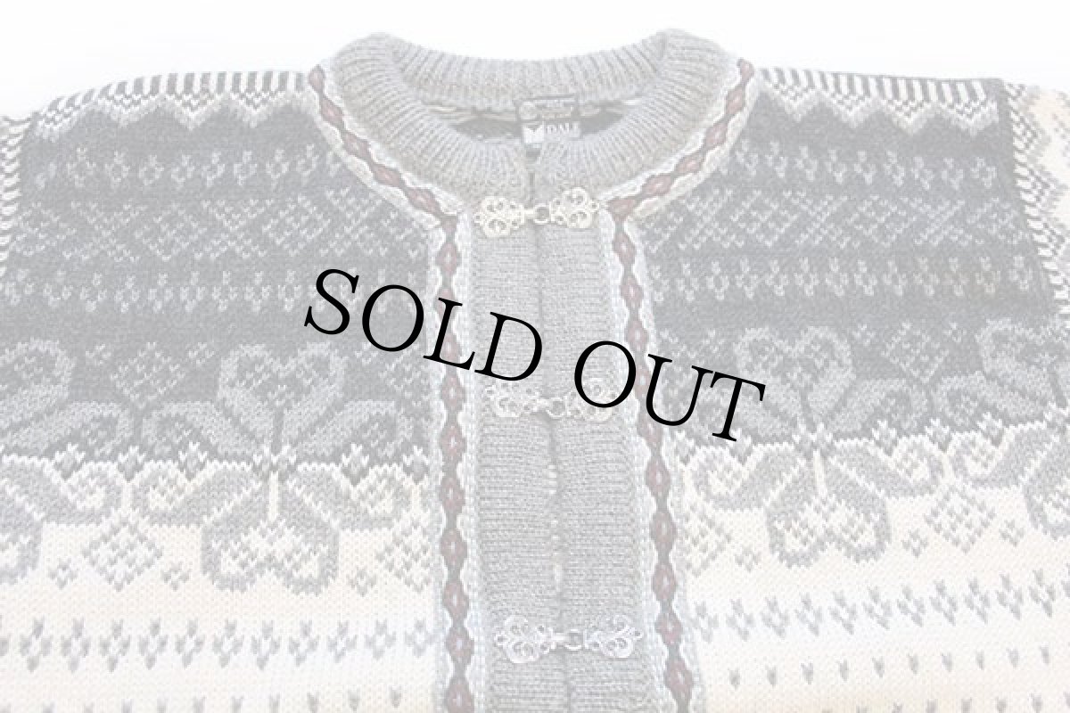 画像3: 80s ノルウェー製 DALE OF NORWAY ノルディック柄 チロリアンテープ ウールニット カーディガン XL (3)