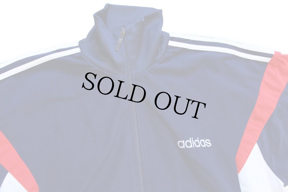 画像3: 90s adidasアディダス ロゴ刺繍 マルチカラー 切り替え ハイネック ベロア トラックジャケット M★ジャージ (3)