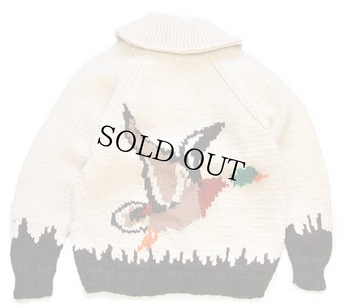 画像2: 70s バード柄 ハンドニット カウチンセーター キッズ (2)