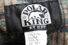 画像4: 90s USA製 POLAR KING BY KEY チェック ブランケットライナー ダック地 チョアコート カバーオール 緑 42R (4)