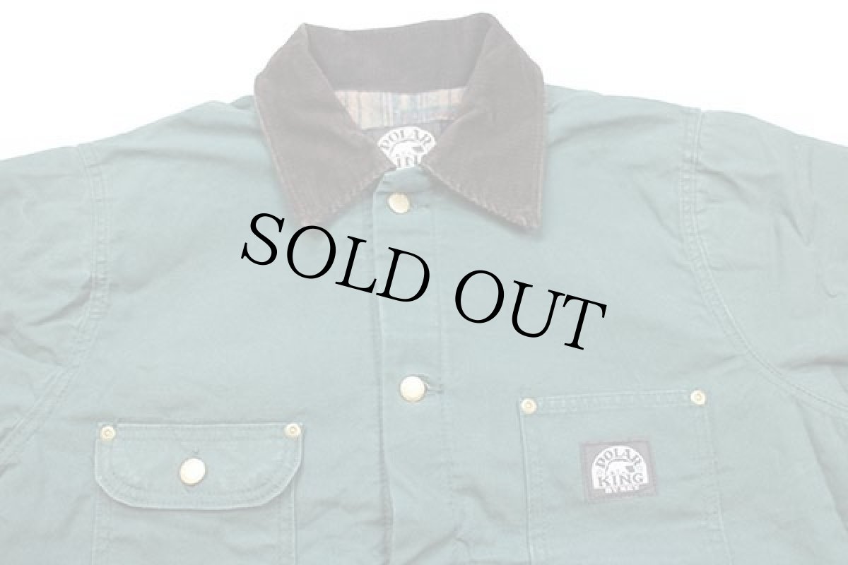 画像3: 90s USA製 POLAR KING BY KEY チェック ブランケットライナー ダック地 チョアコート カバーオール 緑 42R (3)