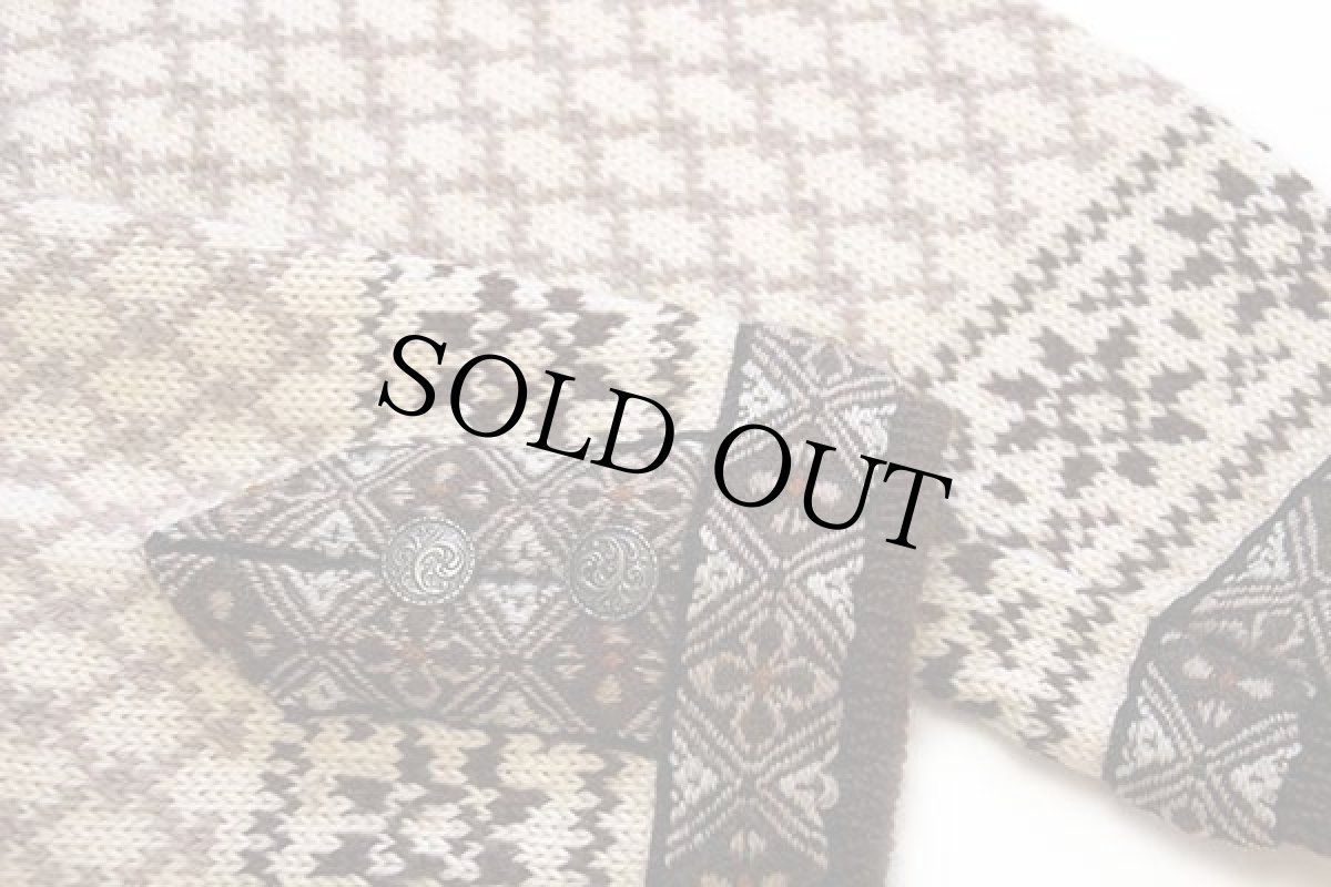 画像7: 80s ノルウェー製 DALE OF NORWAY ノルディック柄 チロリアンテープ ウールニット カーディガン L 52 (7)