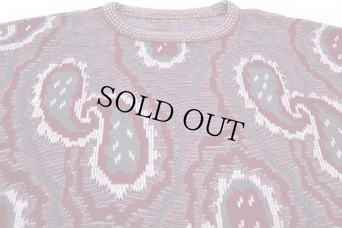 画像3: 80s USA製 UNKNOWN ペイズリー 総柄 ジャガード アクリルニット セーター (3)