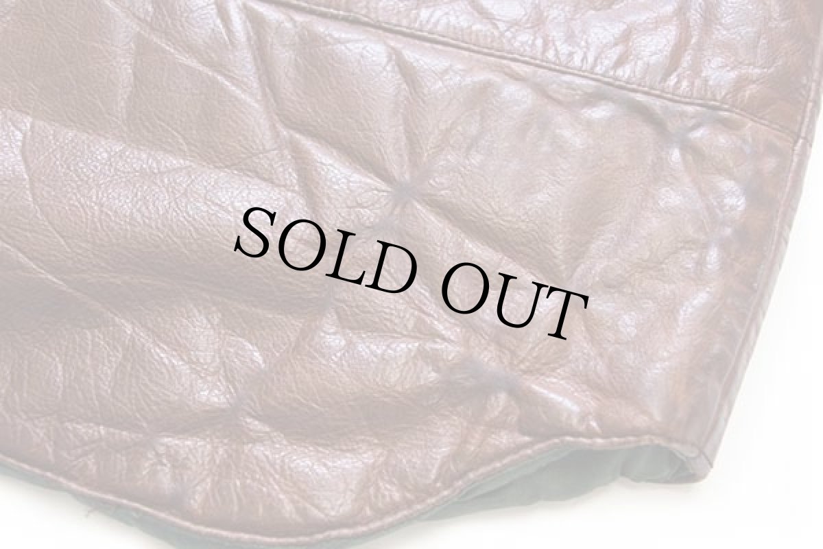 画像6: 80s イタリア製 Expressly for G.b.Sportelli ムートンカラー 中綿入り オールレザーベスト 茶 50 (6)