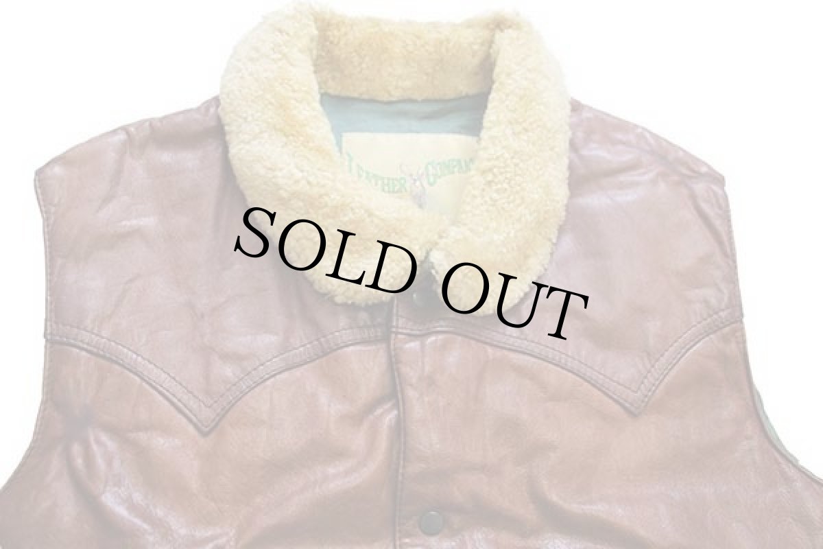 画像3: 80s イタリア製 Expressly for G.b.Sportelli ムートンカラー 中綿入り オールレザーベスト 茶 50 (3)