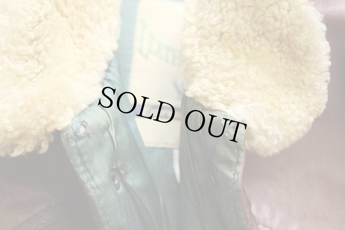 画像7: 80s イタリア製 Expressly for G.b.Sportelli ムートンカラー 中綿入り オールレザーベスト 茶 50 (7)