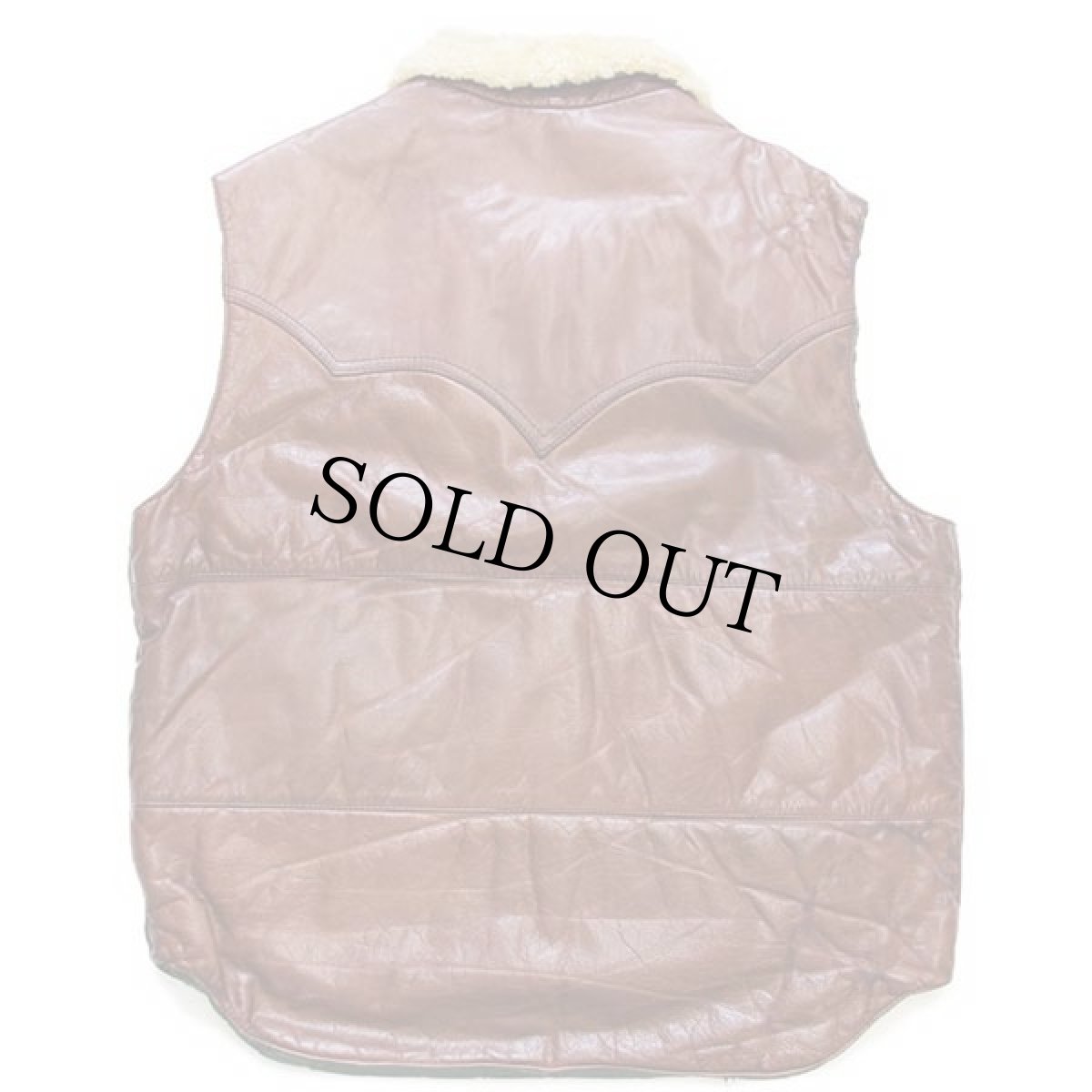 画像2: 80s イタリア製 Expressly for G.b.Sportelli ムートンカラー 中綿入り オールレザーベスト 茶 50 (2)