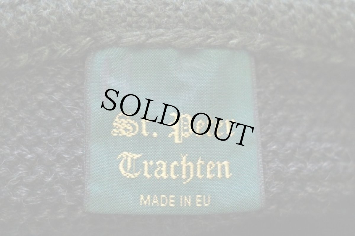 画像4: EU製 St.Peter Trachten 鹿角ボタン ノーカラー チロリアン ウールニット ジャケット チャコールグレー 48 (4)